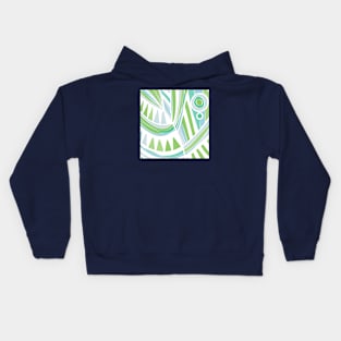 Mazipoodles New Fish Head Leaves Jazz Funk E Pastel Blue Green White Kids Hoodie